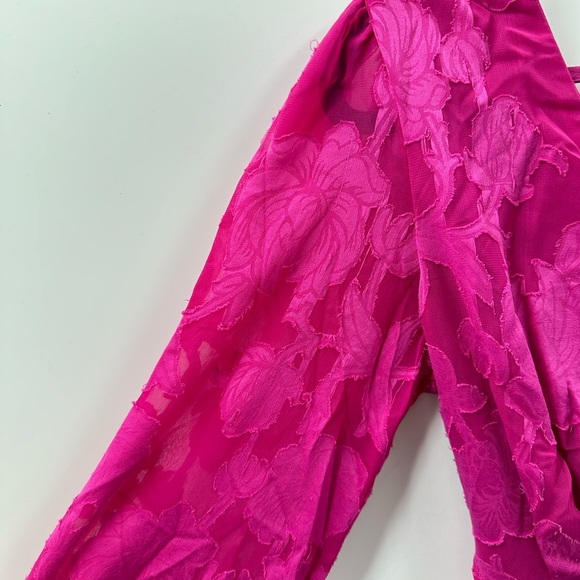 BAND OF THE FREE Kiss me fuchsia peplum ruffled textured party mini dress NWT M - Picture 6 of 16